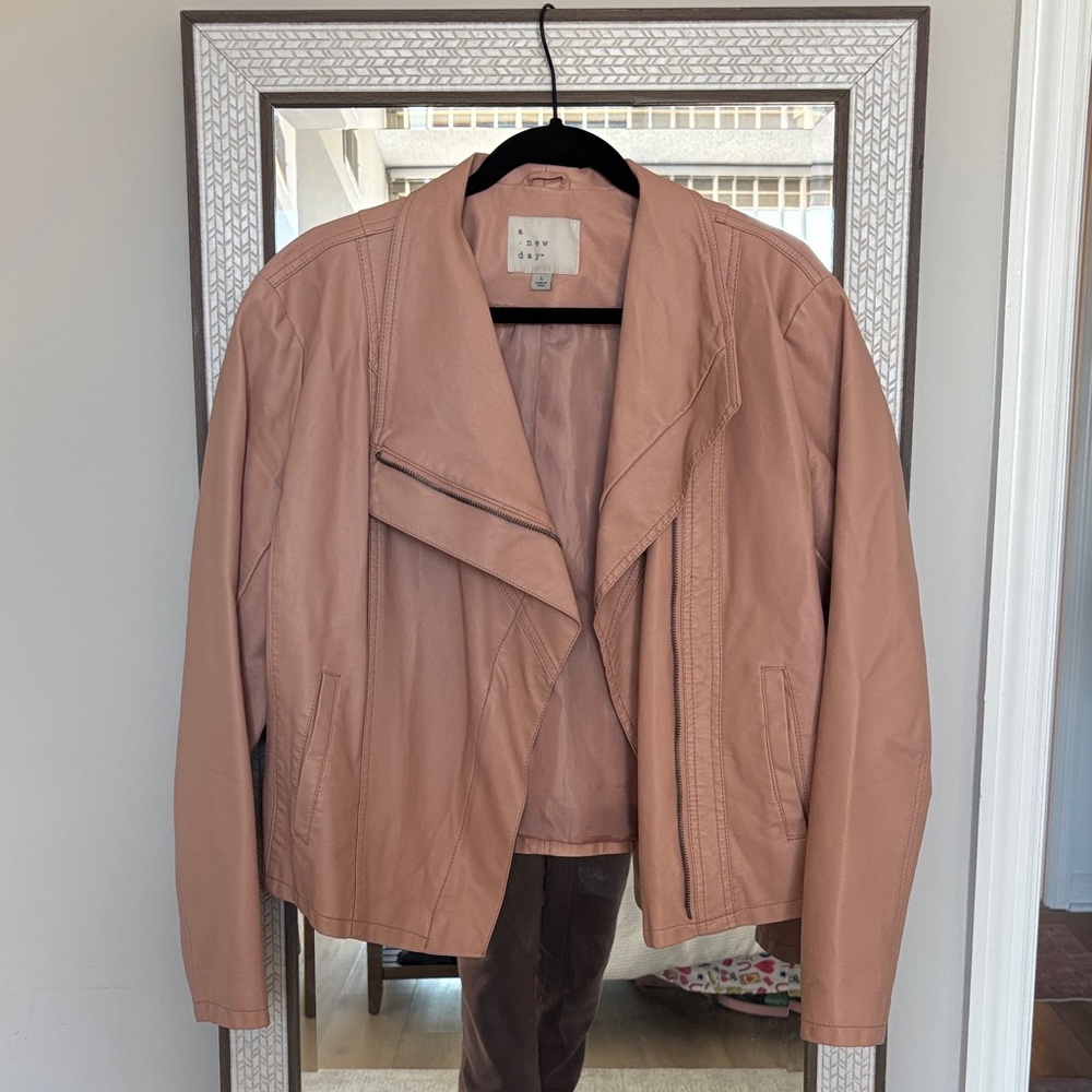 a new day Women's Pink very nice faux Leather Jacket